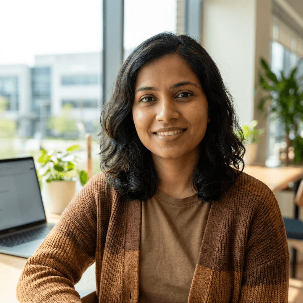 Priya Sharma smiling at a casual event